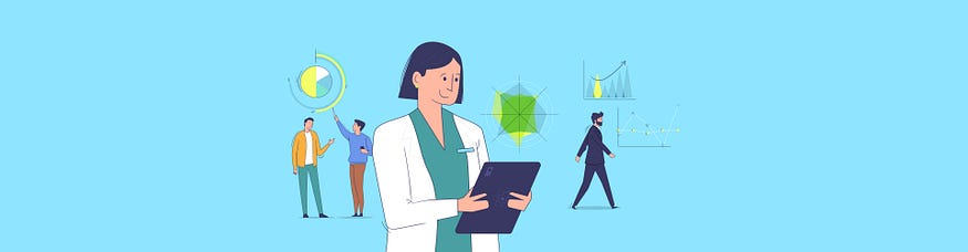 Illustration of people reading charts and graphs
